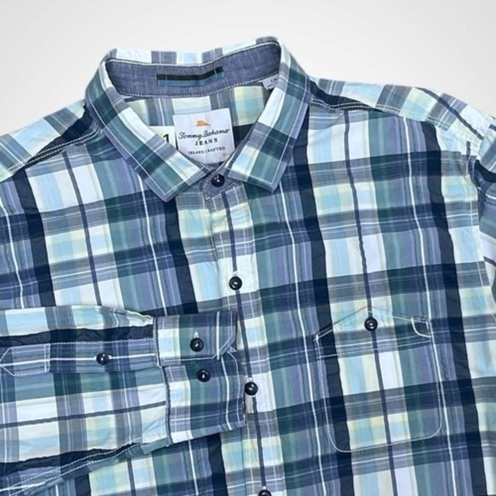 Tommy Bahama Jeans Island Crafted Plaid Button Up Long Sleeve Shirt Men L China